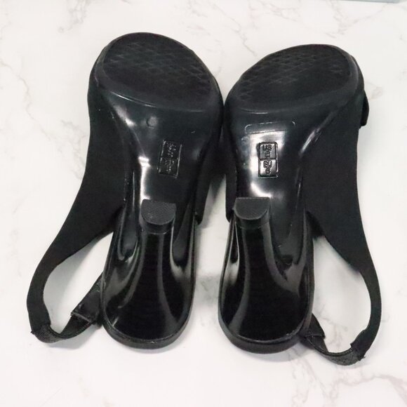 Aerosoles Women's 8M Protoplast Black Fabric Bow Classic Slingback Heels - Picture 7 of 10